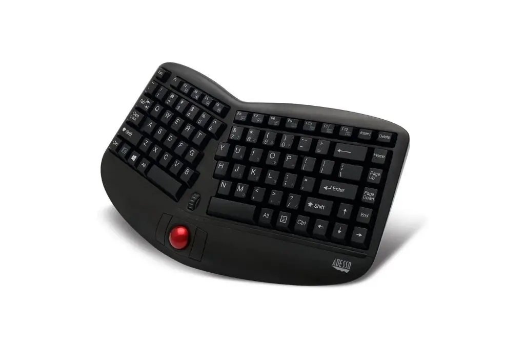 Adesso WKB-3150UB - Wireless Ergonomic Keyboard with Built-in Removable Trackball
